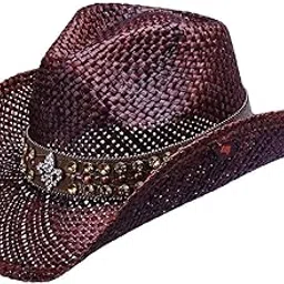Peter Grimm Ltd Women's Colden Fleur De Lis Studded Dark Straw Gowgirl Hat Dark Brn One Size-picture-29