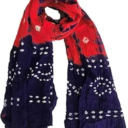 Krish Women's Cotton Bandhej Dupatta Stole (Orange Blue, Free Size) - Multicolor-picture-11