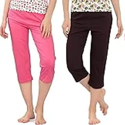 zebu Women's Cotton Plain Capri (Red, Medium) - Pack of 4-picture-20