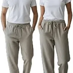 Unisex Relaxed Fit Drawstring Trousers for Men & Women | Casual Loose Comfort Pants | Linen Blend Lounge Joggers with Elastic Waist-picture-33