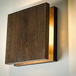 Artica Square Wooden 10W Warm White Wall lamp for Bedroom Living Room Hotel Restaurant Bar Decorative Fancy Wall Lamp image 1