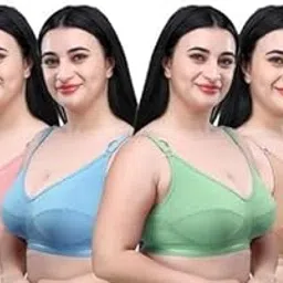 Cotton Blend EverydayBra_ Non-Padded & Wire-Free | Full Coverage Seamed Cups | Available inPlus Sizes (Pack of 4) Multiclolour 1 4Pcs 42C-picture-26