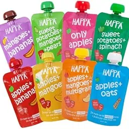 Happa Organic Food, Fruit Puree (Pack of 8, Fruit, Veggie & Grain Trial Pack) Stage 3, 8 Pouches, 100 Gram Each-image-82