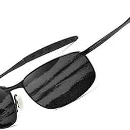 aevogue Polarized Sunglasses For Men Rectangle Metal Frame Retro Sun Glasses AE0535 (Black, 59) image 1