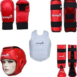 Snaga Karate Kit with Moulded Karate Gloves, Arm Guard, Headguard, Chest Guard, Foot & Shin Pads for Training & Protection (Red, M (10-13 Years Old))-picture-12