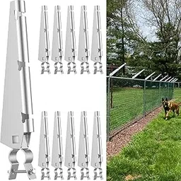 10 Pack Barbed Wire Arm for 1-3/8" Chain Link Fence, Galvanized Steel Fence Height Extender for Garden Outdoor, for Outdoor Fences to Increase Height, Protect Privacy and Pets Jumping Off-picture-22