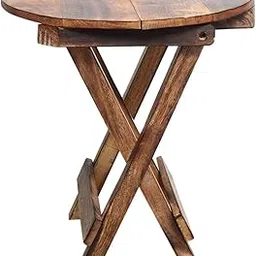 INAYA HOUSE Wooden Folding Table, 12 inch Round Adjustable Side Table/End Table/Coffee Table/Plant Stand/Outdoor Table/Stool (Round Stool 12")-picture-21