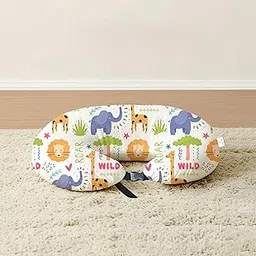 ADMIRAE 5-in-1 Baby Feeding Pillow with 100% Cotton Removable Cover | Breastfeeding Pillow | Nursing Pillow with Belt | (Animal Print)-picture-59