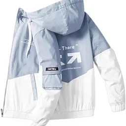 Men's Winter Puffer Jacket | Hooded, Padded Bomber Jacket for Men | Standard Length, Full Sleeve, Warm & Stylish Winter Wear (Blue White - M) image 1