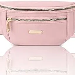 QBLYN Women Fanny Pack Waist Pack Adjustable Strap Hands Free with 2 Zipper Pockets Bag Waist Bag for Shopping Festival Workout Cycling Sports (Pink)-image-20