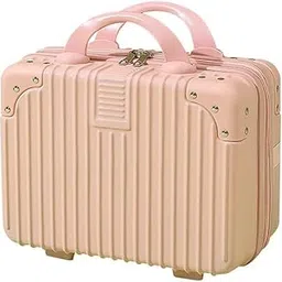 Yagzon Portable Hard Shell Cosmetic Travel Case, Small Travel Hand Luggage with Elastic Band, Mini ABS Carrying Makeup Case Suitcase (Pink)-image-13