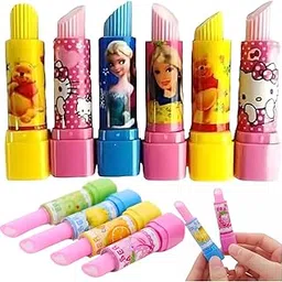IncyWincy Lipstick Shape Cartoon Printed Erasers (Pack of 6) – Non-Toxic, Dust-Free Fancy Erasers for Girls, Perfect Birthday Return Gift & Party Favor – 10cm Lipstick Style Design-image-95