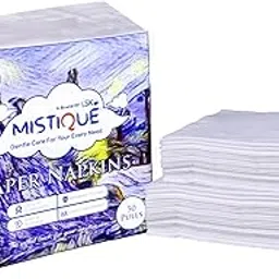 MISTIQUE 2 Ply 50 Pulls Tissue Paper Napkin | Soft and Highly Absorbent | Sheet Size (33 * 33 cm)-picture-23