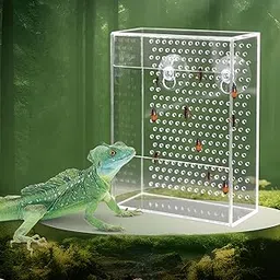 Bearded Dragon Feeder, Chameleon Bug Bowl, Transparentk Acrylic Reptile Feeder Box, Wall-Mounted Insect Feeder with Suction Cups, Tank and Aquarium Accessories for Lizard Bearded Dragon Gecko Frog-picture-31
