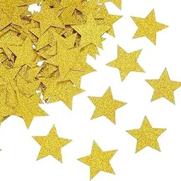 100pcs Golden Glitter Star Cutouts | Paper Star Confetti Gold Glitter Cut-Outs for DIY Art & Craft Projects Decoration(Gold)-image-3