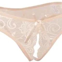 6xWomens Sexy Floral Lace Thong Underwear Crotchless Panties Lingerie Beige-image-66