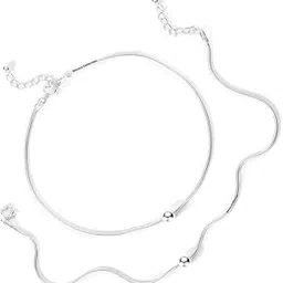 dhruvs collection 925 Silver Threaded Size Adjustable Snake Pattern Anklet For Girls & Women-picture-44