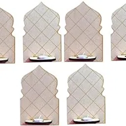 Decorative Wall Tealight Holder, Set of 6, Geometric Pattern, MDF, 19 x 15 cm, Brown-picture-25
