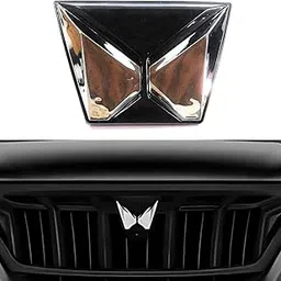 Car Emblem Chrome Finish Monogram Compatible with Mahindra Butterfly Badge with Base New Front Logo (Large)-picture-51