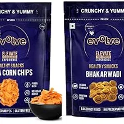 Evolve Soya Corn Chips & Baked Bhakarwadi | Light & Crispy, high protein | Natural ingredients, No Palm Oil, No Artificial Preservatives, Trans Fat Free, Low Calorie | 200g - Pack of 2 (100g each)-picture-53