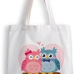 ashvah Canvas Tote Bags for Women, College Bag for Girls, Tote Bag for Shopping, Travel & Beach Bags for Women - Owls - D No - 215-picture-54
