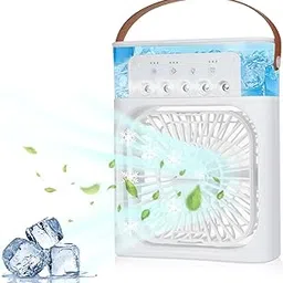 HUIOP Desktop Cold Fan,Desktop Cold Air Fan Humidifier Mini Air Cooler Mist Sprayer 3 Adjustable Wind Speeds 3 Adjustable Atomization Levels with Colorful Night Light 1H/2H/3H Timer Aromatherapy-picture-24