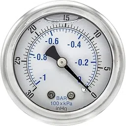 PIC Gauge 202L-204A 2" Dial, 30"/0 hg Vacuum psi Range, 1/4" Male NPT Connection Size, Center Back Mount Glycerine Filled Pressure Gauge with a Stainless Steel Case, Brass Internals, Stainless Steel Bezel, and Polycarbonate Lens-image-51