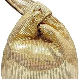 athizay Ethnic Handbags for Women Sequin work artisan potli bags Handcrafted Self Design (Golden)-picture-38