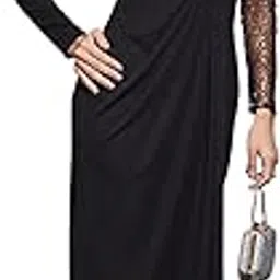 miss chase Women's Fit and Flare Full Length Pleated V-Neck Full Sleeve Dress-picture-37