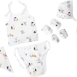 Honcho Baby - Essential Clothing Bundle Gift Set (6 Piece) for Newborn to 3 Months | Knot Jabla, Nappy, Cap, Booties, Mittens & Washcloth (Farmyard Tales, Newborn)-image-49