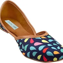 bellie bella Designer Blue Embroidery Ethnic Punjabi Mojari Juttis for Women and Girls-picture-20