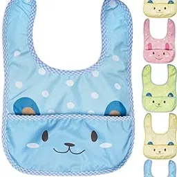 Babies Soft Button bib for Feeding, Crumb Catcher- (PACK OF 6)-picture-10