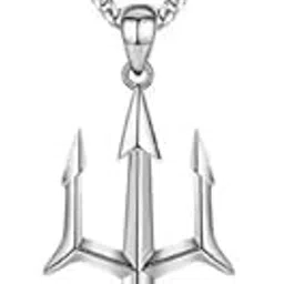 adornity Elegant Chain For Men Religious Trishul Silver Gold Color Long Chain Pendant Necklace For Boys Men's Jewellery Chains Jewellery For Men Boys Jewellery Trishul-picture-15