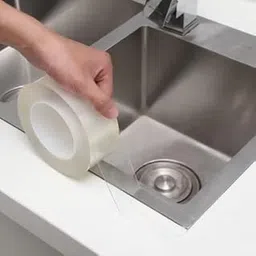 VIKIZAN caulk tape waterproof tape for bathroom floor kitchen sink joint sealer Broad transparent caulking tape Kitchen Sink Tape floor water strip (3 Inch Width x 5 meter Length)-image-23