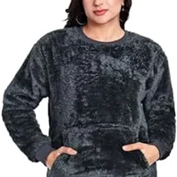 matelco Women Woollen Sherpa Fur Zipper Sweatshirt-picture-59