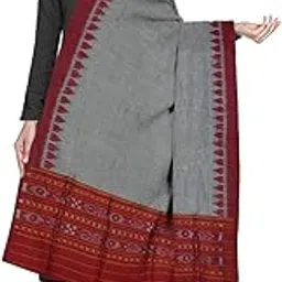 odishahandloom Ikat Tie & Dye Handloom Women's Stole (Grey)-picture-36