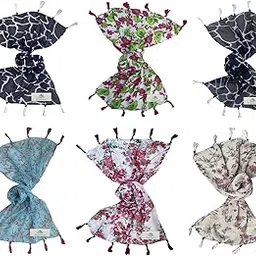 narnari Women's Printed Chiffon Scarf and Stoles-N2017(Free Size) Set of 6-picture-20