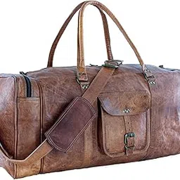znt bags 24 Inch Genuine Leather Brown Vintage Luggage Unisex Duffle Travel Bag for Men/Men's/Boys/Girls/Women's-picture-27