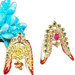 nandana collections Vanki Gold Plated Embossed Indian Wedding Rings for Women, Combo Offer of 2 Rings, 1 Gram Gold-picture-36
