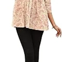 Women's Cotton Paisley Print Top, V-Neck, 3/4 Sleeve, Pink and Green, Regular Fit-picture-24