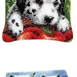 LICHTS® 2 Sets Latch Hook Rug Kits for Adults Animals Dog Wolf Pattern Embroidery|Crafts | Needlecrafts & Yarn | Rug Making | Latch Hooking-image-32