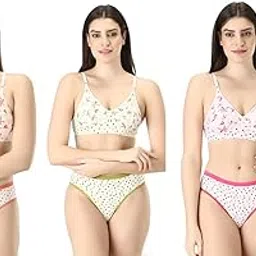Women Stylish Printed Cotton Blended Bra Panty Set | Lingerie Set for Girls and Females Size 28-40-image-28