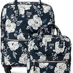 Backpack Flower Print with Trolley for Carrying Grocery.Item,Travelling Backpack,Expandable Soft Luggage,4 Wheels Design-(Set of -2)-image-77