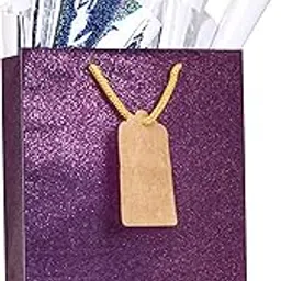 KidsyWinsy Pack Of 5 Grape Glitter Gift Bags (Small,7 * 3 * 10.5 Inches) With Tissue & Thank You Card-Paper Christmas Gift Bags |Carry Bags For Birthday, Wedding, Anniversary,Grape Small-Purple-picture-18
