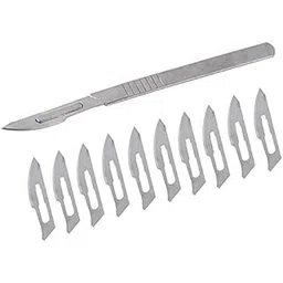 Forgesy Surgical Scalpel Set - Carbon Steel Blade No. 24 (10pcs) & BP Handle No. 4 (1pc) for Dissection, Medical, Laboratory, Industrial Use – Stainless Steel Handle, Precise Cutting, Surgical Tools-picture-14