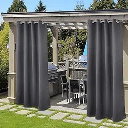 MetDeals - Waterproof & Sun Blockage Eyelet Windproof Blackout Outdoor Curtains (Grey, 4.5 X 9 Feet, Polyester), Pack of 2-picture-12