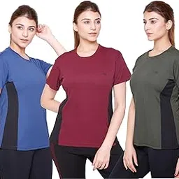 White Moon Women's Dry Fit Polyester Round Neck Half Sleeve T-Shirt Pack of 3 | Gym T-Shirt | Sports T-Shirt | Dry Fit T-Shirt for Women | Gym Wear for Women | Gym Workout-picture-13
