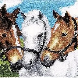 DoYBSelf Latch Hook Kits for Beginner,Crocheting Carpet Rug Acrylic Yarn Pre-Printed Canvas Cushion Mat Tapestry Sofa Decor Gift,Horse,20" x 15"-picture-61