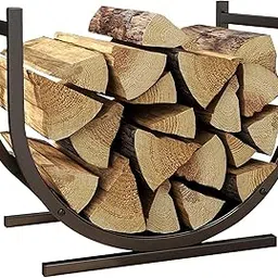 Small Decorative Indoor/Outdoor Firewood Racks Fireside Log Rack, Black-image-48