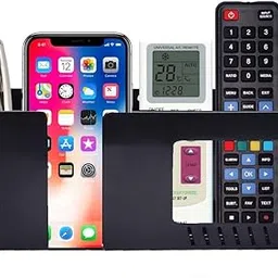 DSNS Wall Mobile Holder Multi-Purpose Mobile Stand for Wall Remote Holder&Mobile Charging Stand,Wall Phone Holder Kitchen Organizer Rack Wall Mounted Useful Gadget for Smartphones 1 Pics (Black)-image-4
